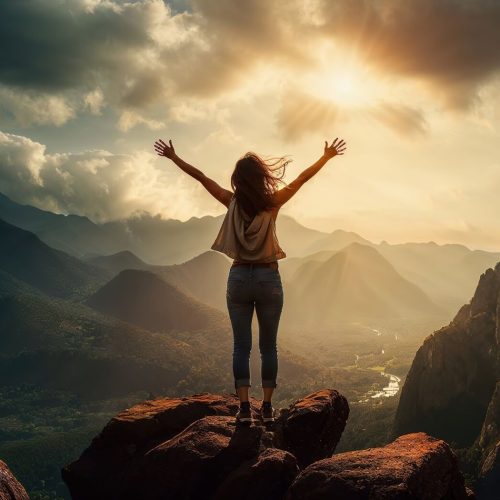 woman celebrates success through goal achievment (ADHD goals setting)